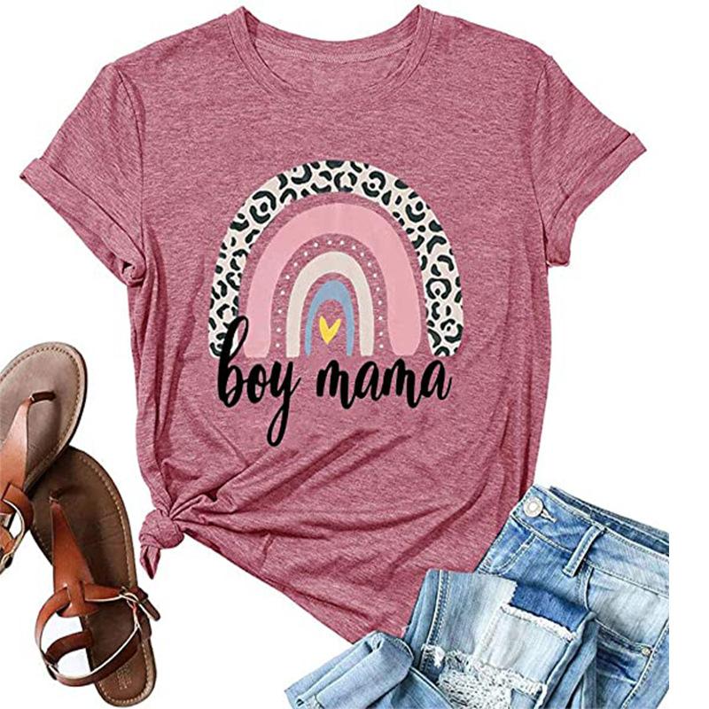 

Women's T Shirts Women Summer Letter Printing Loose Casual Round Neck Short Sleeve Female, Black