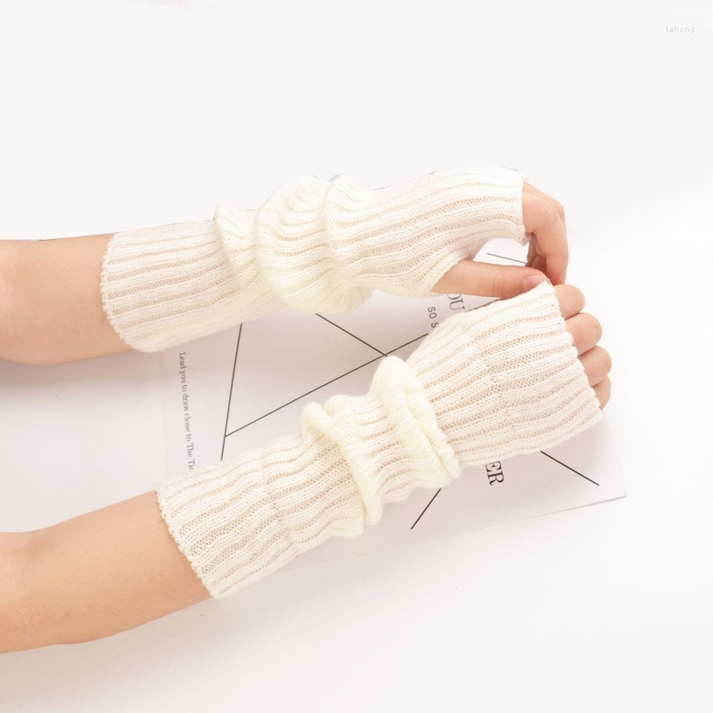 

Knee Pads Long Fingerless Gloves Mittens Winter Warm Knit Arm Sleeves Delicate Casual Soft Girls Clothing Punk Gothic, Black