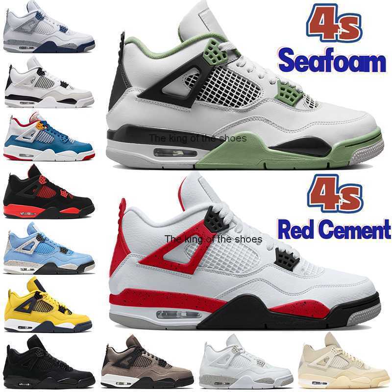 

J4s OG2023 OG Mens jumpman 4 4s retro basketball shoes seafoam messy room midnight navy Black university blue red thunder red cement shimmer white, 15 bred