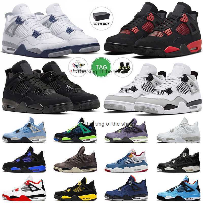 

J4s OG2023 OG size 13 balck cat 4s basektball shoes men women jumpman 4 military sneakers with box midnight navy red thunder pasgs offs white, D18 pure money 40-47