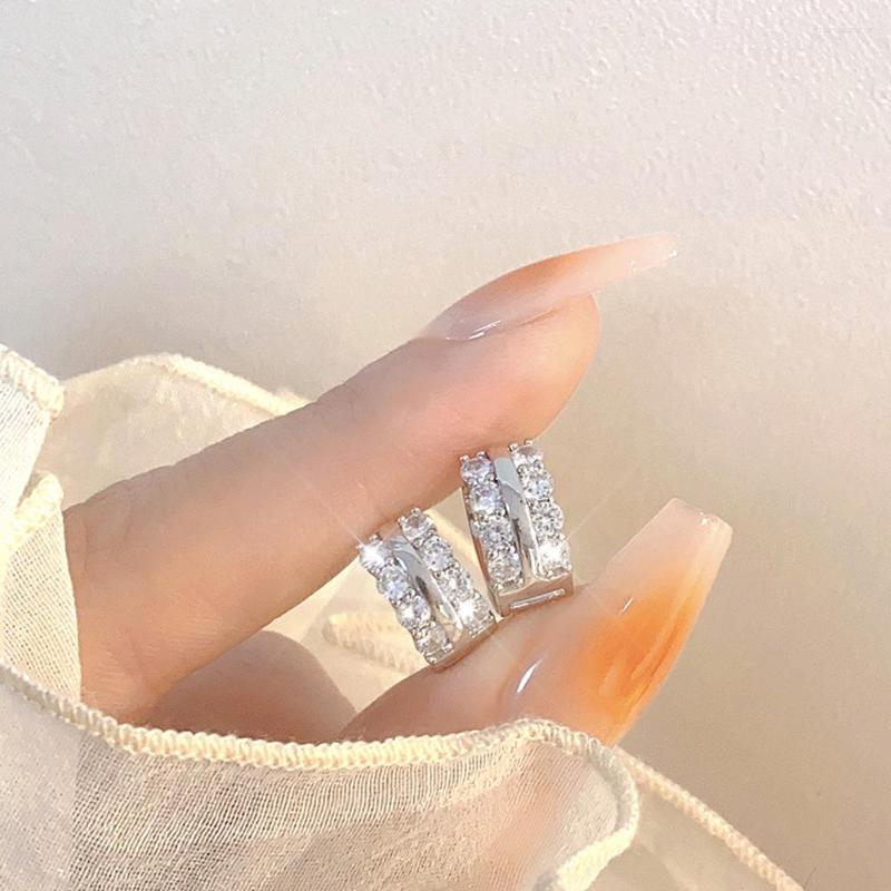 

Hoop Earrings Han Shuangpai Zircon Cool Style Elegant Temperament Plating 18K Gold Versatile Premium Female Banquet Jewelry