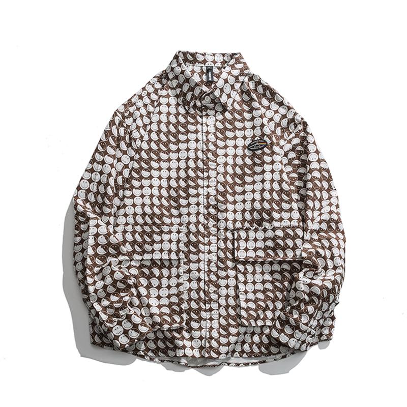 

Men's Casual Shirts 2023ns Autumn Smile Single-breasted ShirtMen's, Khaki