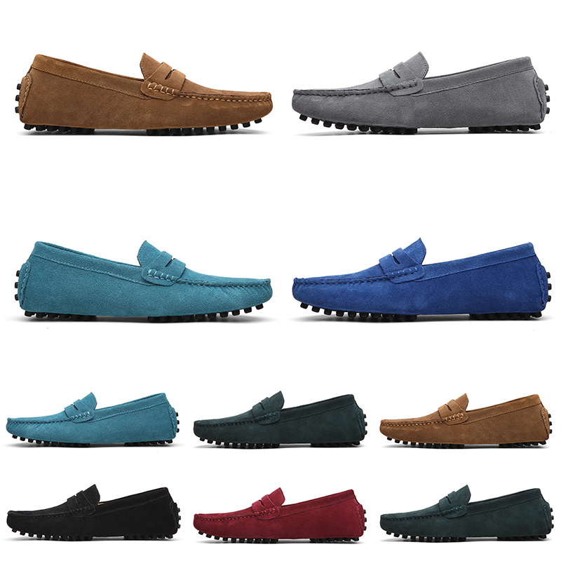 

mens women casual Shoes Leather soft sole black red orange blue brown orange comfortable sneaker 051, #4