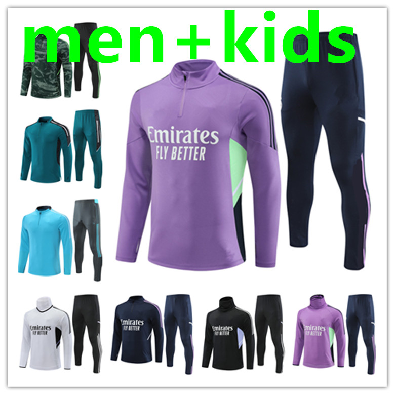 

New Tracksuits Real Madrids Adult kids pull zipper Training Suit set TRAINING suit 2022/23 men and kids football jacket chandal futbol survetement