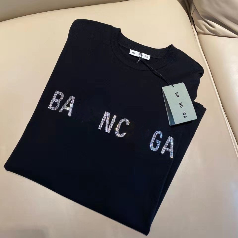 

2023 new Summer Fashion Womens T-Shirt Casual Paris Advanced version Man Womens Tees With rhinestone B Letters Short Sleeves Top Sell Luxury girl Hip Hop clothes Shirt, B a l e n c i a g a