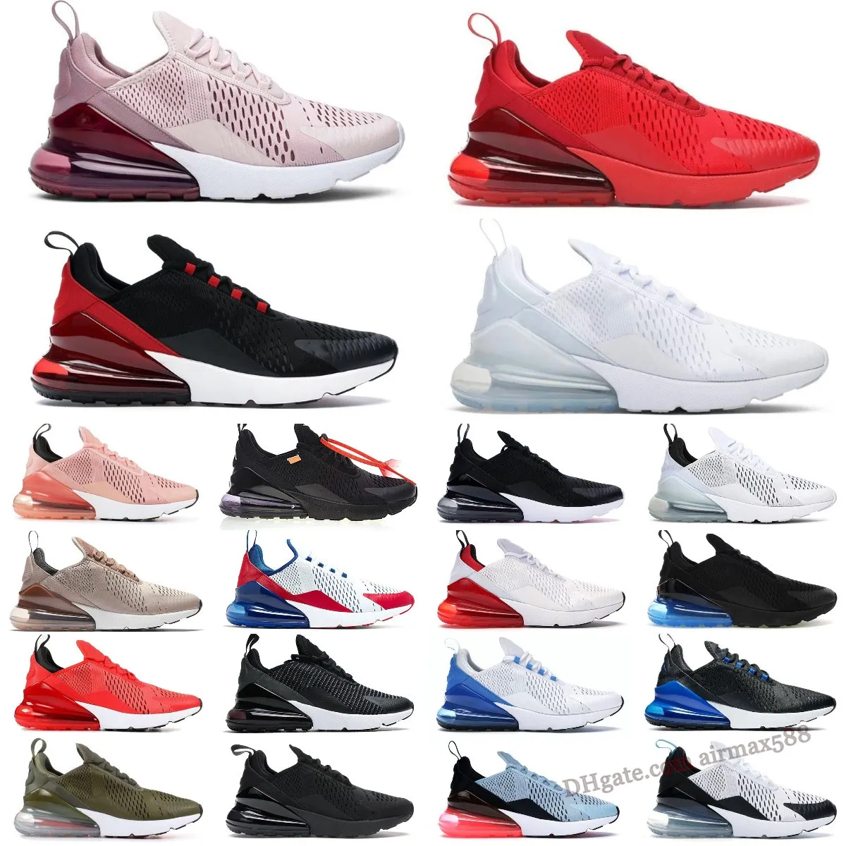 

with box Sports 270 Running Shoes Triple Black White red University Red Barely Rose New Quality Platinum Volt 27C 270s Men Women Tennis Trainers Sneakers 36-45, Mx27003