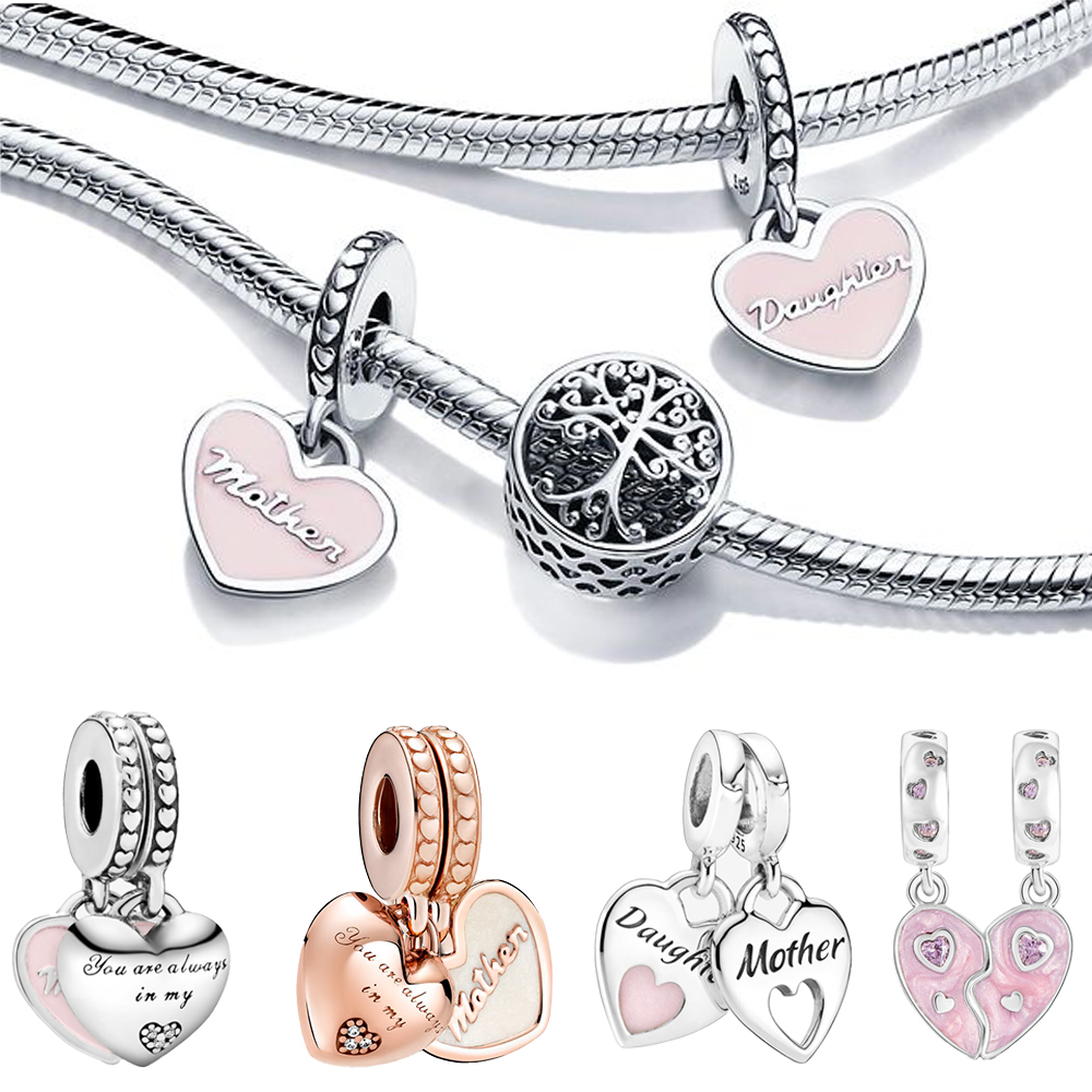 

925 silver Fit Pandora Original charms DIY Pendant women Bracelets beads Mother Day Gift Mother amp Daughter Beads