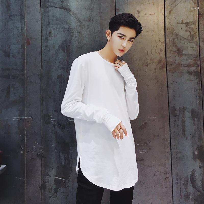

Men's T Shirts High Street Style Men Hip Hop Punk Shirt Long Sleeve Tee Homme Mens Casual Cotton Streetwear Hiphop Oversized Clothes, Black