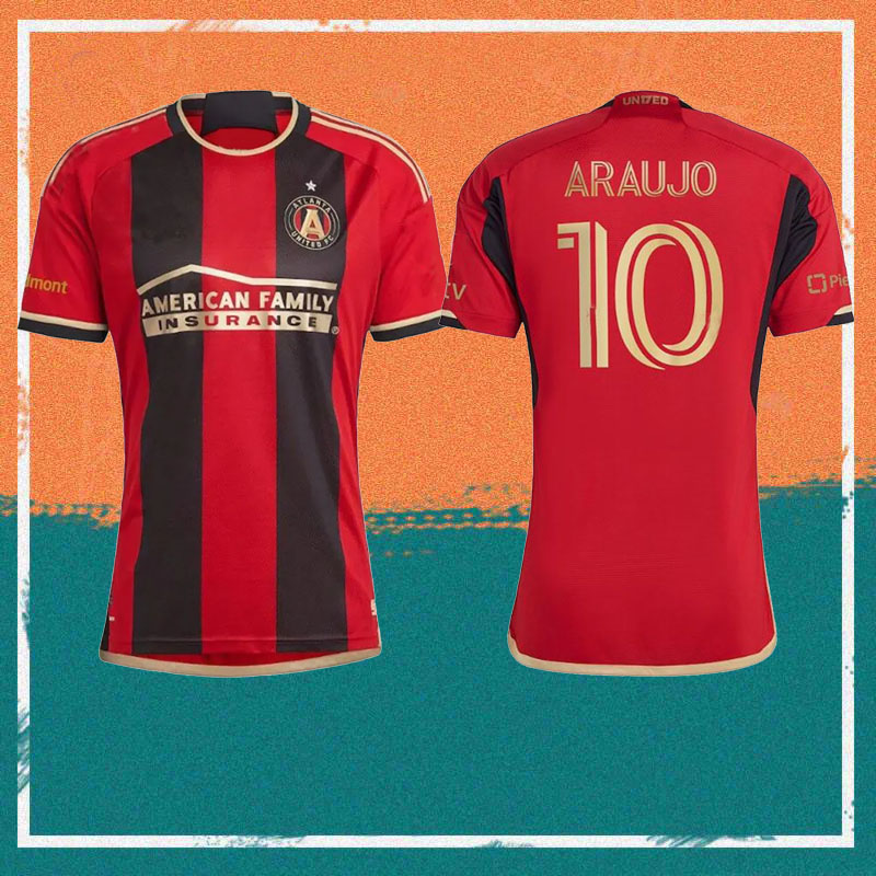 

23/24 MLS Atlanta United FC Soccer Jerseys 2023 Maillots de foot MARTINEZ BARCO ROBINSON DAMM ATLANTA shirt ARAUJO ROSSETTO SOSA ALMADA ROBINSON Football uniform, Home