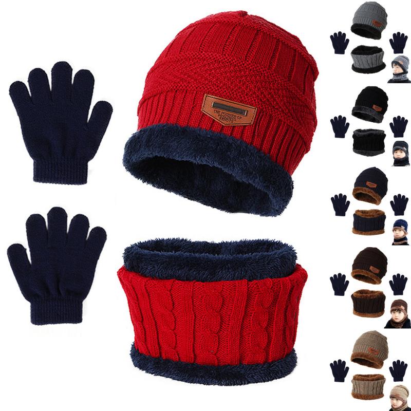 

Hats Caps & Warmer Christmas Cap Scarf Glove For Kids Sets Gift Toddler Baby Boy Girl Pompom Hat Winter Warm Knit Crochet Beanie, Black