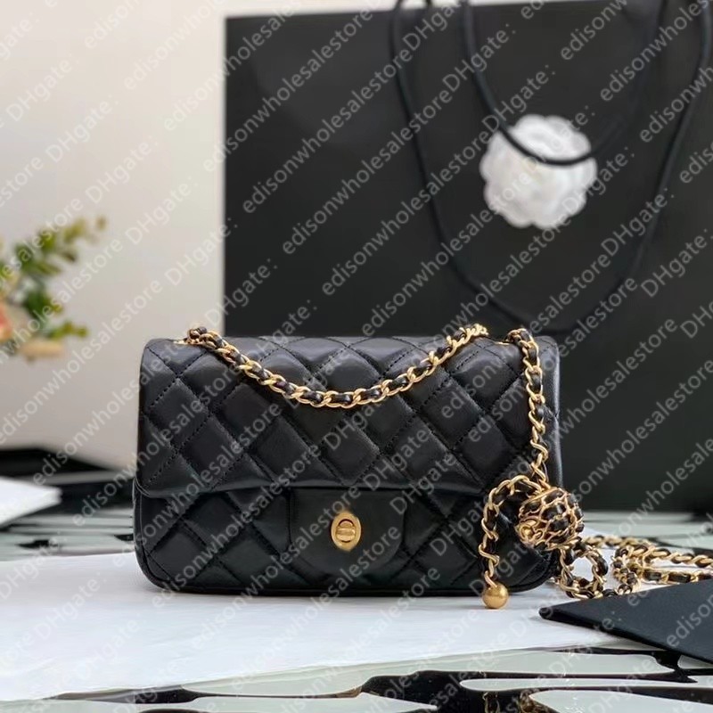 

Top Original quality 5color genuine leather Bead chain bag woman 20cm shoulder bag luxury designer bags, Other