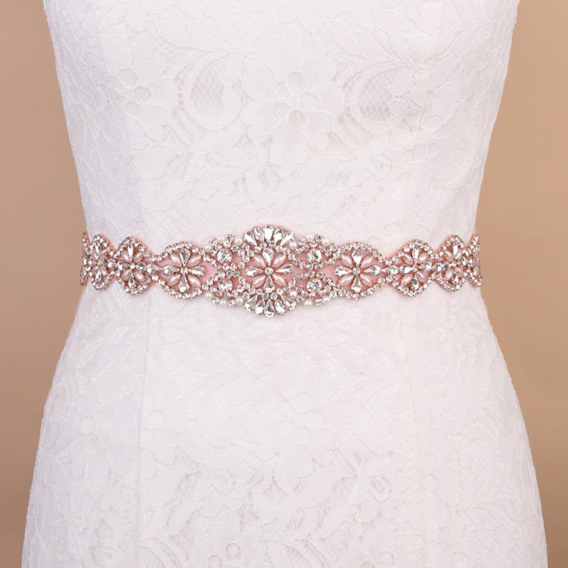 

Wedding Sashes Handmade Rose Gold Belt Rhinestone Crystal Belts For Women Diamond Dress Waist Jewelry