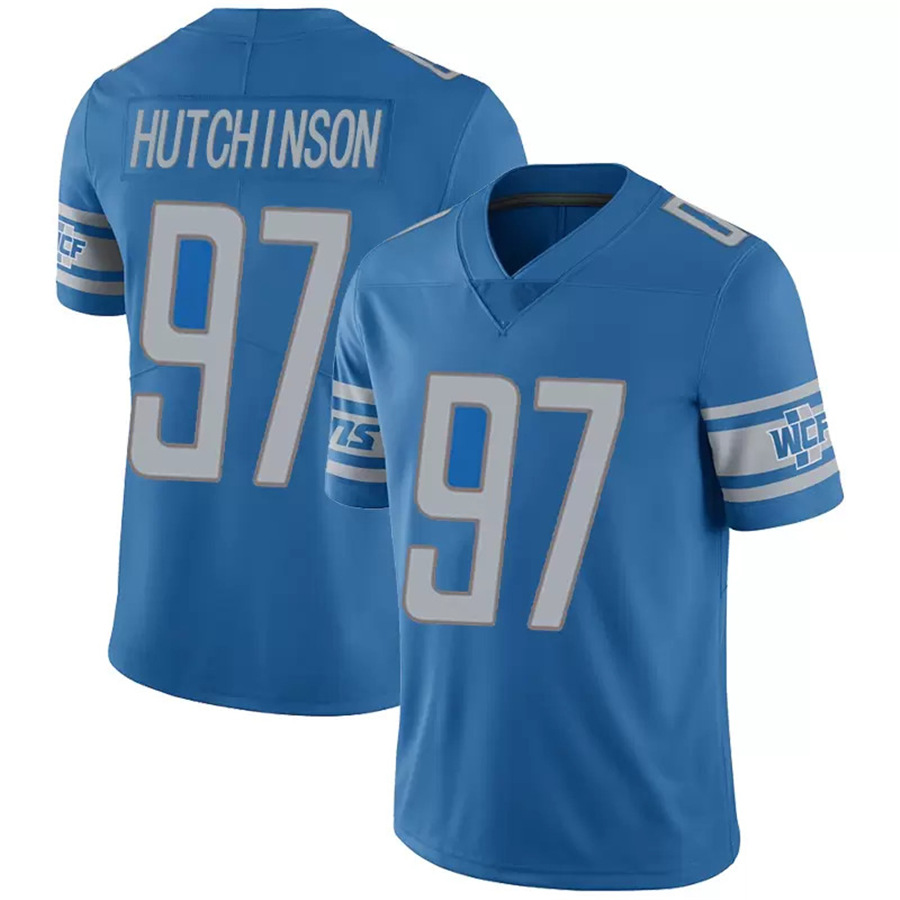 

Aidan Hutchinson Jameson Williams Jared Goff Football Jersey DAndre Swift Barry Sanders Amon-Ra St. Brown Malcolm Rodriguez Penei Sewell mens women youth kids