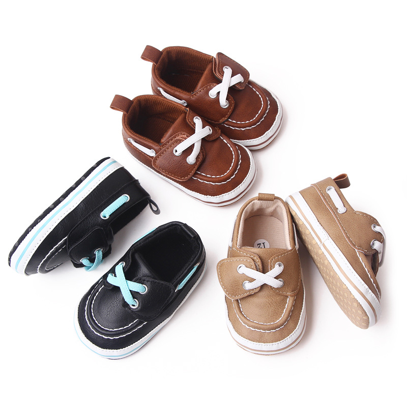 

Baby Moccasins PU Leather Boy First Walker Soft soled girls shoes Newborn baby boys Sneakers 0-18Months, Black
