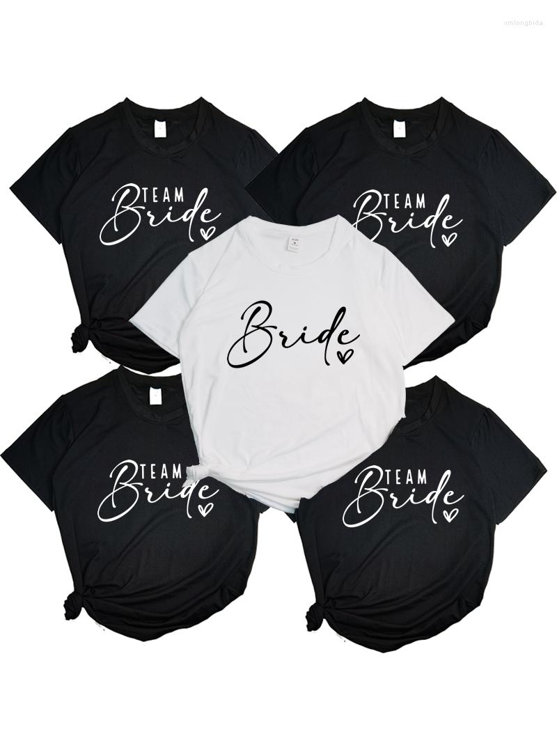 

Women' T Shirts Team Bride Heart Evjf Hen Party Women Gropu T-shirt Girl Wedding Female Tops Tee Camisetas Mujer Black Pink White Clothes, T1034a-white