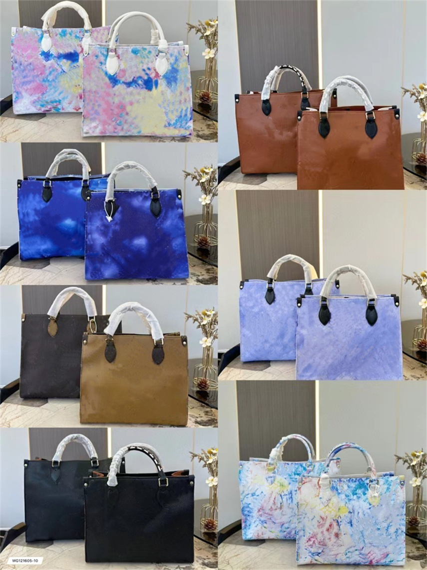 

Luxury Womens Tote Bag Brand Designer Women Shopping Bags Woman Handbag Fashion Shoulder Purses Totes Handbags Flower Embossing Printed Graffiti, Blue