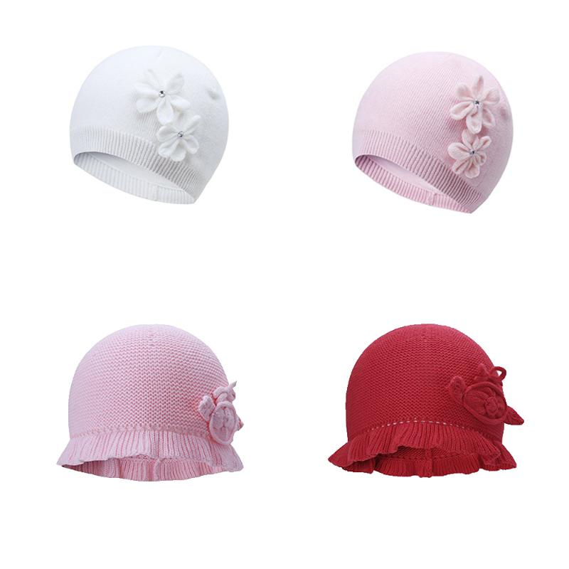 

Hats Caps & TOU Baby Beanie Toddler Girl Winter Knit Cap Infant Flower Bonnets Child Cotton Warm Kids Solid Color Fall 2PCS, White
