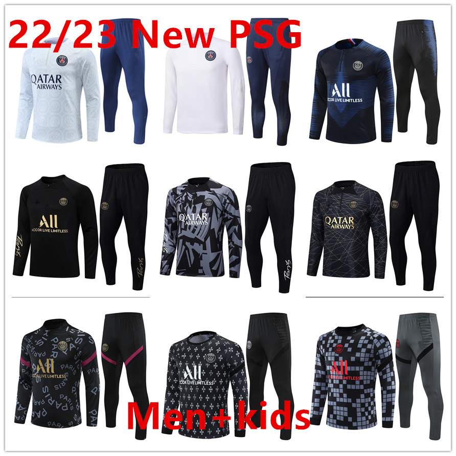 

2023 New PSGs Soccer jersey Tracksuit 22/23 Classic style Paris Training Suit Half pull Long sleeve SERGIO RAMOS VERRATTI ICARDI men kids football kits MBAPPE, 13