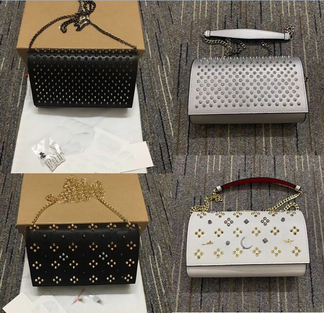 

Women luxurys rivet bags personalityhead embossed holding shoulder bag street trend head genuine leather handbag purse famous wallets, 23*14*5cm+box