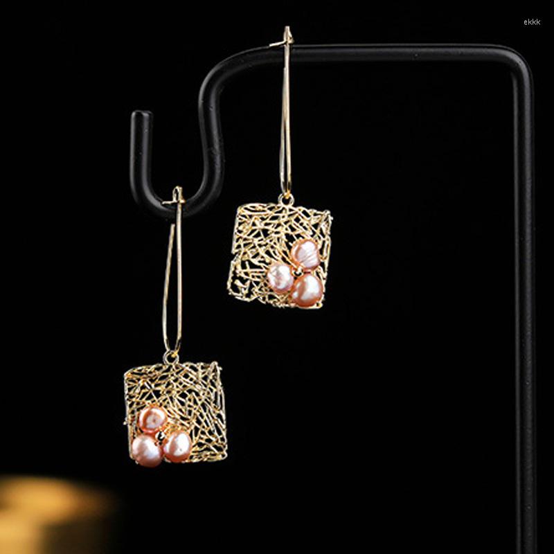 

Dangle Earrings 2023 Square Geometric For Women Natural Freshwater Pearl Luxury Wedding Party Jewelry Accessories