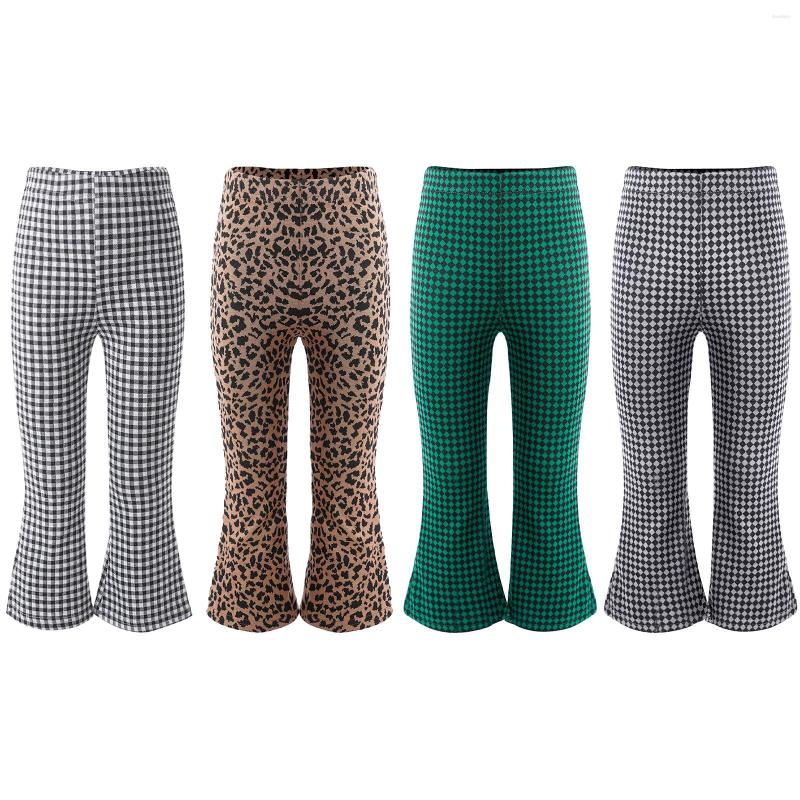 

Stage Wear Kids Girls Flared Long Pants Elastic Plaid Printed Bell-bottoms For Jazz Dance Streetwear Outdoor Casual Clothing 2023, White