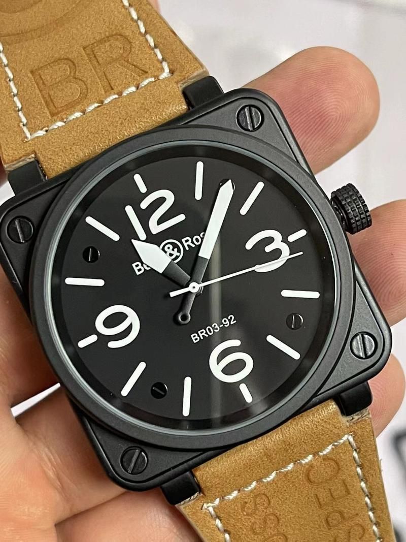 

New Wristwatches Men Automatic Mechanical Watch Bell Brown Leather Black Ross RubberWristwatches WristwatchesWristwatches, Orange