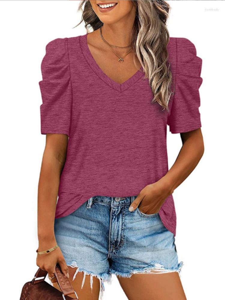 

Women' T Shirts Women' V-Neck Short Sleeve Summer Top Casual Vintage Solid Color Patchwork Clothing 2023 Pullover Y2K Fashion Tshirt, White