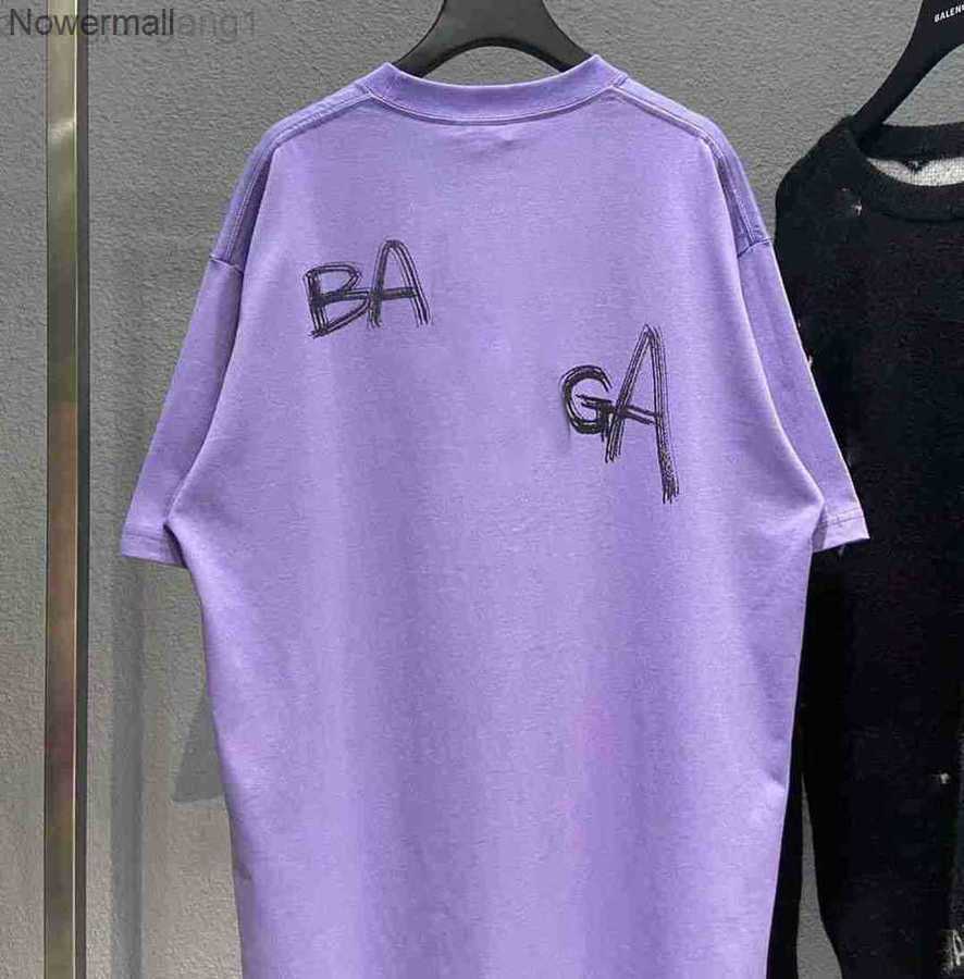 

balanciagas balenciagas balencigas balenciagas Women T Shirt Paris Classic Designer Front And Back Scrawled Cotton Round Neck Short Sleeve L, Purple taro initials ba