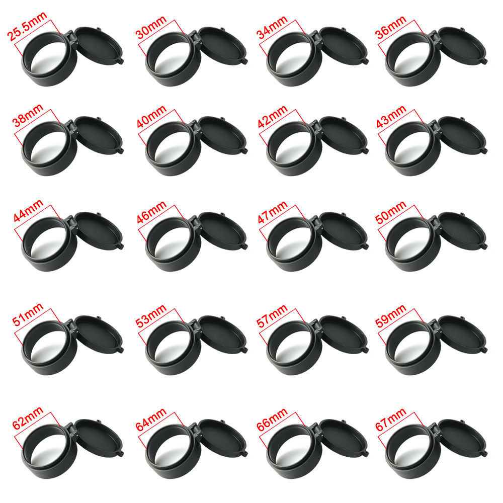 

28-64mm Scope Telescopic Lens Protective Cover Flip Up Quick Spring Protection Cap Objective Lid Hunting Accessories, 43mm