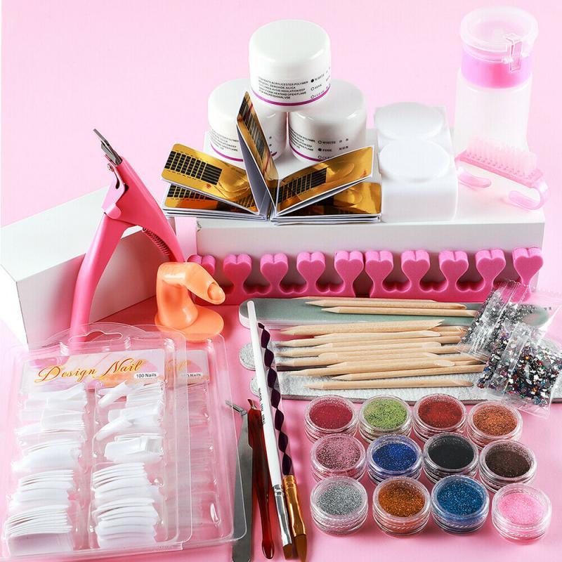 

Nail Art Kits Cuticle Scissors Stainless Steel Manicure Pedicure Tools Set Glitter File Sequins Tool