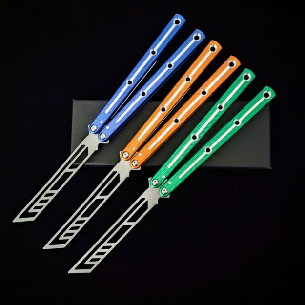 

TITUS Butterfly Trainer training Knife Kraken tanto Channel Aluminum Handle Bushings Free Swinging EDC Tool Jilt Knives
