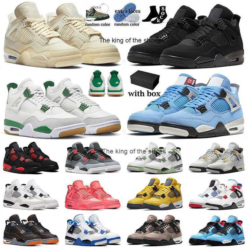 

J4S OGJ4s OG2023 OG Black Cat 4 4s IV Basketball Shoes With Box 2023 Top Jumpman Sail Pine Green x SB University Blue Seafoam Sail Kaws Grey Ts x J4 Men, 1 sail 36-47