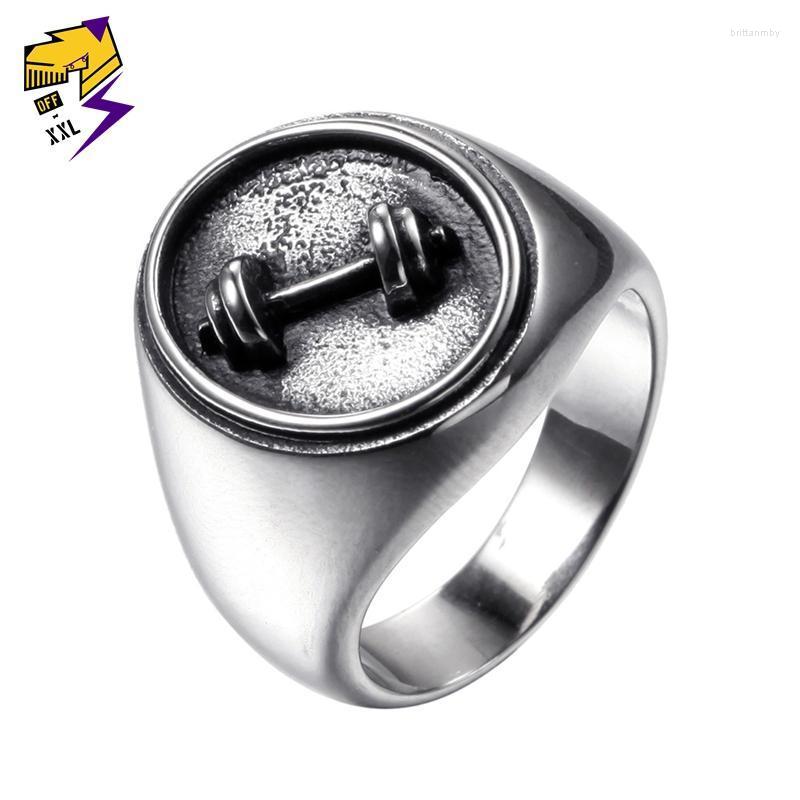 

Wedding Rings Antique Silver Stainless Steel Ring For Men Dumbbell Biker Band Vintage Steampunk Jewelry DropWedding RingsWedding Brit22