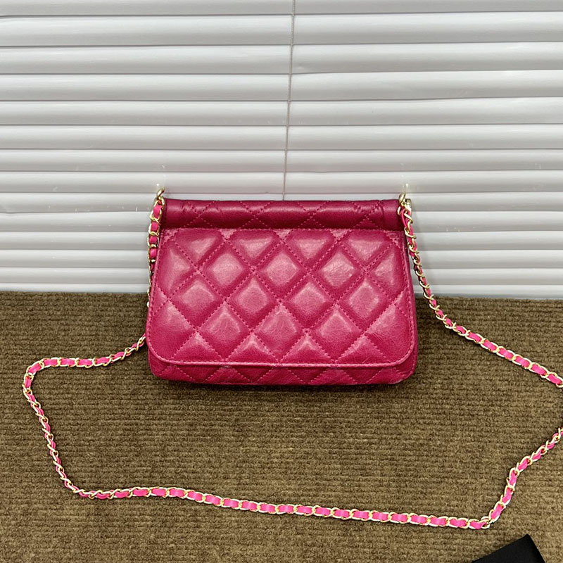 

Womens Fuchsia Calfskin Quilted Cosmetic Case Bags Classic Mini Flap Cosmetic Case GHW Crossbody Shoulder Outdoor Purse Luxury Designer Vanity Handbags 20X15X6CM, Box