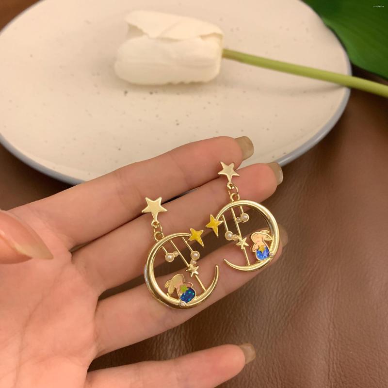 

Dangle Earrings Timlee E099 Temperamental Cute Animal Moon Star Alloy Drop Earring Simple Jewelry Wholesale