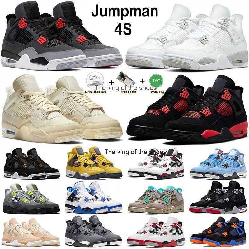 

J4s OG2023 OG Jumpman 4 Retro Basketball Shoes 4S Military Black Cat Universitys Blue Tour Yellow Sail Kaws Purple Metallic Bred Women White Oreo, 35