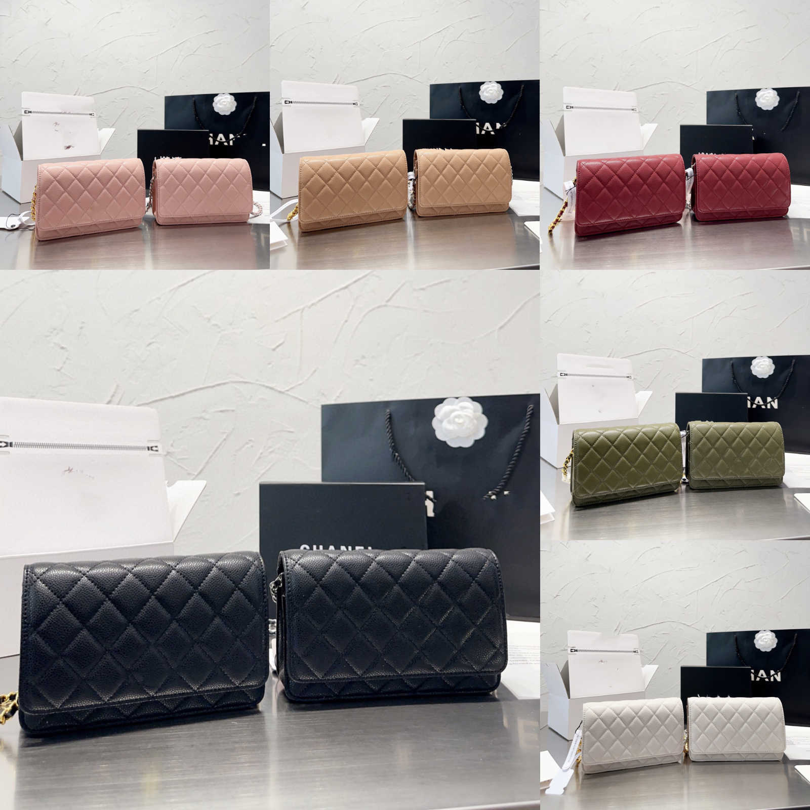 

WOC Bag Designer Fashion Handbag Caviar Bags Genuine Leather Gold Silver Hardware Luxury Lady 6 Colors Chain CC Bags 19cm Crossbody Shoulder Bag Cross Body Purse, #1
