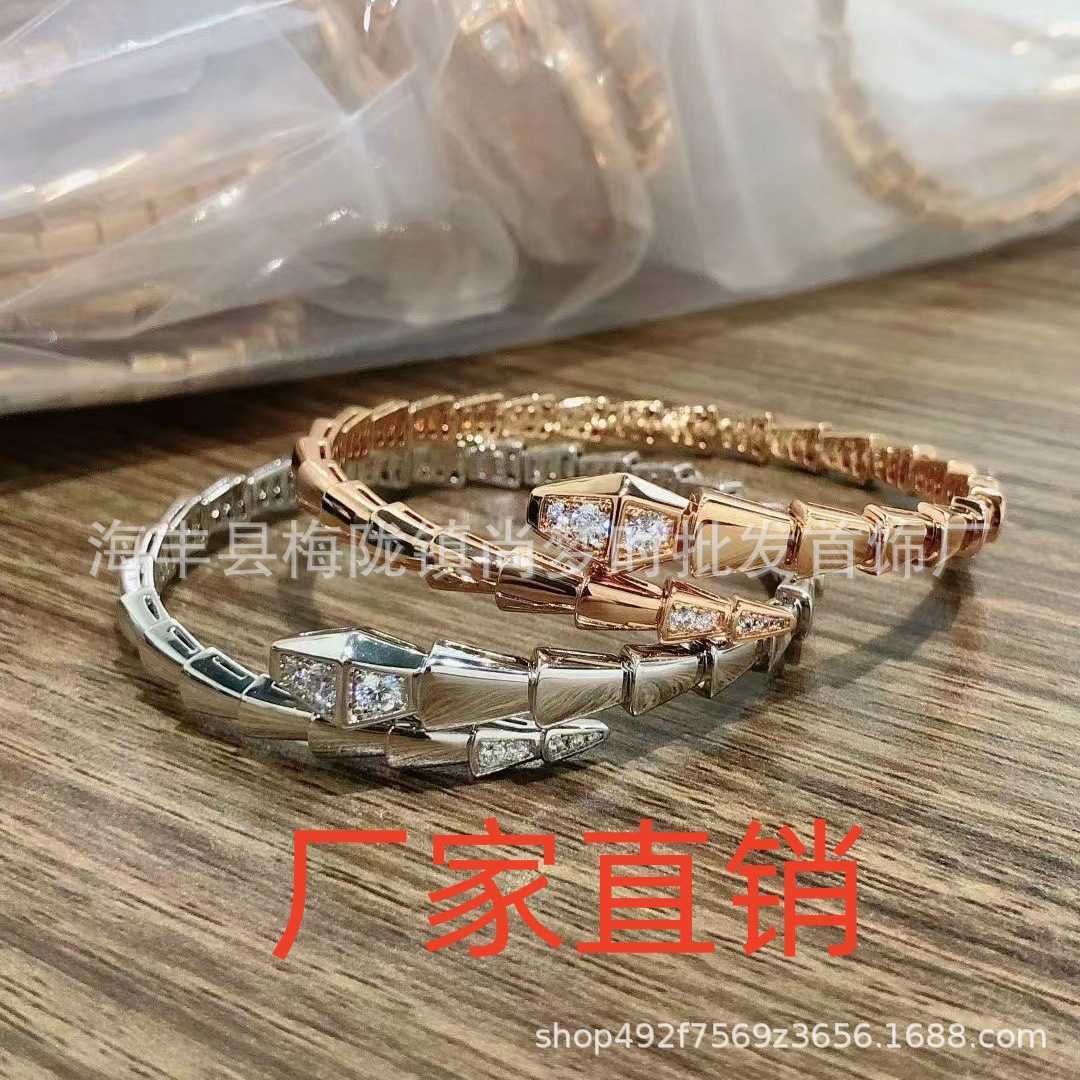 

Z9UY Full Diamond Snake Bone Bracelet Spring Bare Head and Tail Open Fashion Trend Live Broadcast