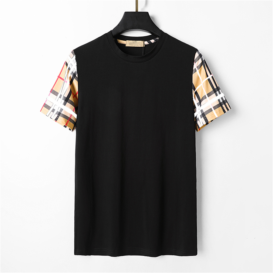 

Designer men's Tee shirts black and white beige plaid brand 100% cotton breathable slim casual shirt street men's and women's same style top quality 3xl#99