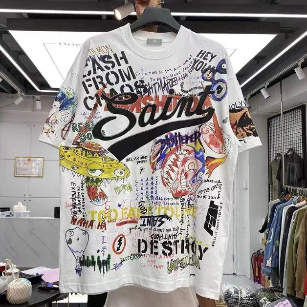 

Men's Plus Tees Graffiti loose round-necked short-sleeved t-shirt