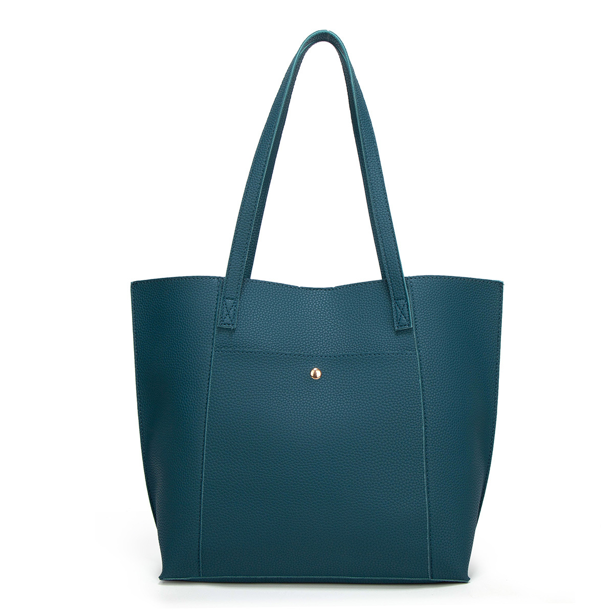 

Women's handbag fashion bag PU solid color large capacity shoulder bag, Blue