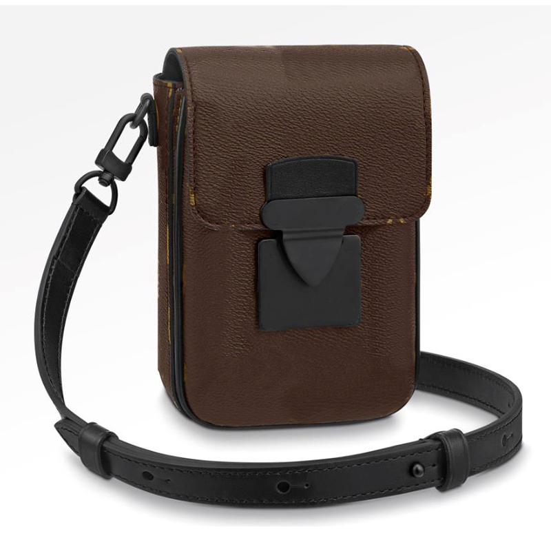 

S-lock Verticals Wearable Mobile Phone Bags Mini Crossbody Shoulder Bags Women Men Messenger Bag Fashion Designer Genuine Leatther Handbag Purse Wallets Pouch, Black