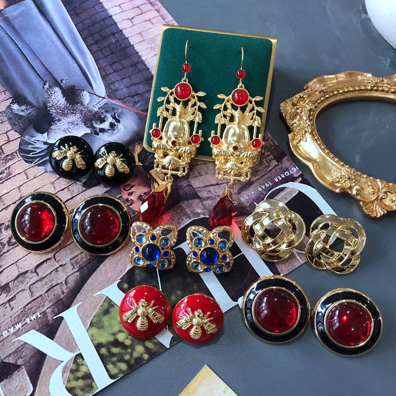

Stud Earrings Jubilant Chinese Red Plated Real Gold Sapphire Long Lovely Animal Drop Glaze Silver Needle