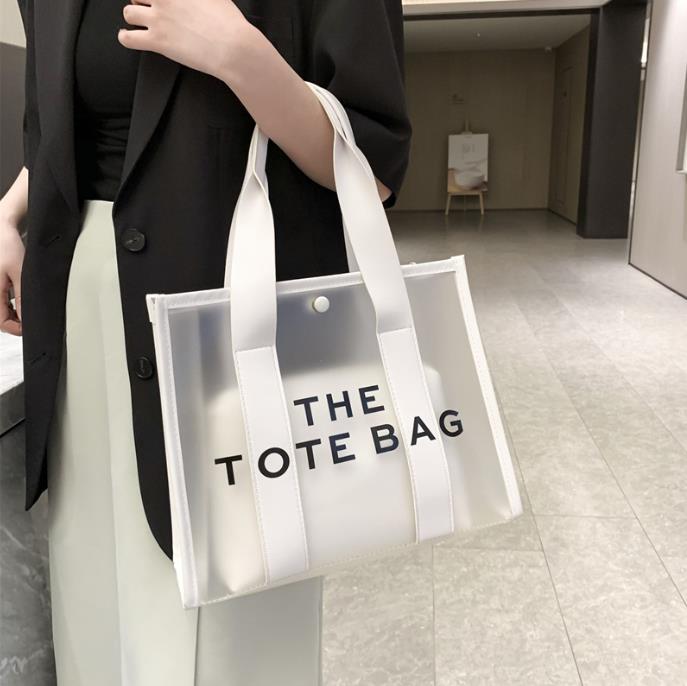

2023 fashion women two-in-one handbag transparent large handbag designer transparent PVC luxury shoulder messenger bag summer beach jelly bag fashion tote, Black
