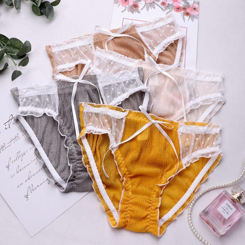 

Women's Panties Lace Underpants Women Bow Sexy Seamless Thong Wave Ponit Transparent Underwear Comfort Breathable Lingerie Tanga, Black