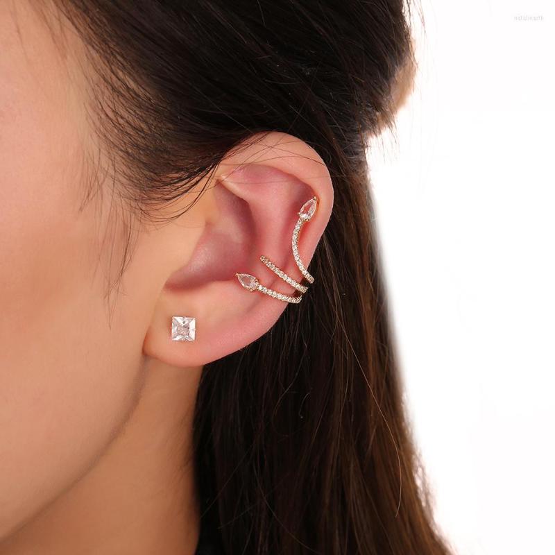 

Backs Earrings 2023 Classic Copper Micro Inlaid Zircon Personalized Snake Earbone Clip Integrated Ear For Womens
