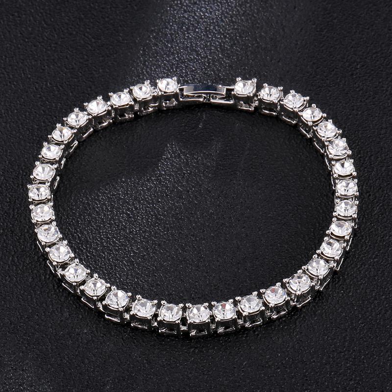 

Bangle Bling Iced Out Cubic Zirconia Bracelet Tennis Chain Bracelets Rhinestone Women Men 1 Row CZ Link Hip Hop Jewelry