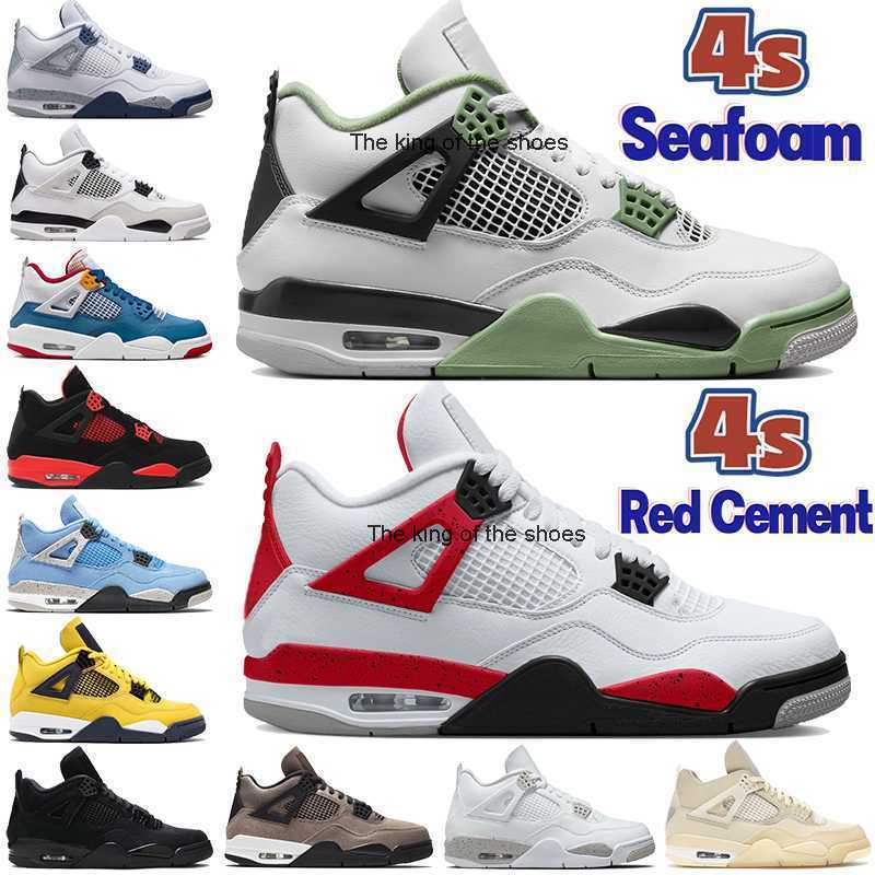 

J4S OGJ4s OG2023 OG Mens jumpman 4 4s retro basketball shoes seafoam messy room midnight navy Black university blue red thunder red cement shimmer white, 05 black cat