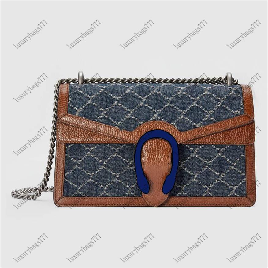 

Luxurys Designers Bags Retro Denim chain Shoulder Bag s Genuine Leather Messenger B ags fashion handbag purses top qualityLadies 3292D, Cowboy
