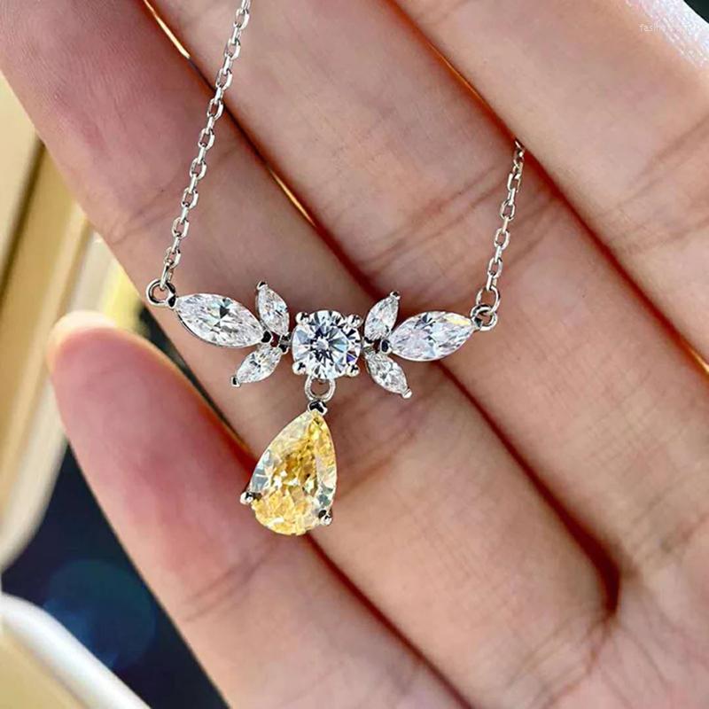 

Pendant Necklaces CAOSHI Trendy Jewelry Necklace For Women Bright Yellow Crystal Accessories Wedding Party Elegant Lady Delicate Gift